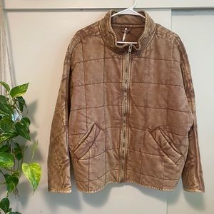 Free People Dolman Quilted Knit Jacket in Champagne Diamonds